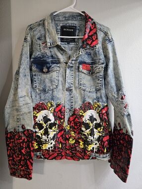 Reason Distressed Painted Denim Jacket
